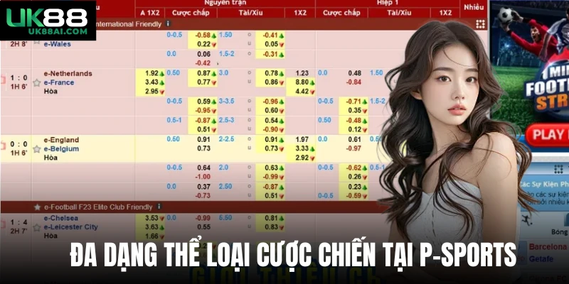 Đa dạng thể loại cược chiến tại P-sports